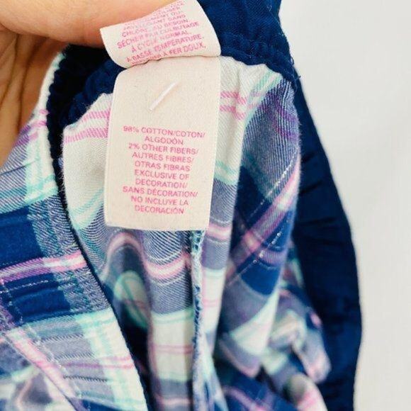Victoria's Secret Flannel Pajama Pants Blue Pink Plaid Lounge Sleep Womens Mediu - Picture 6 of 8